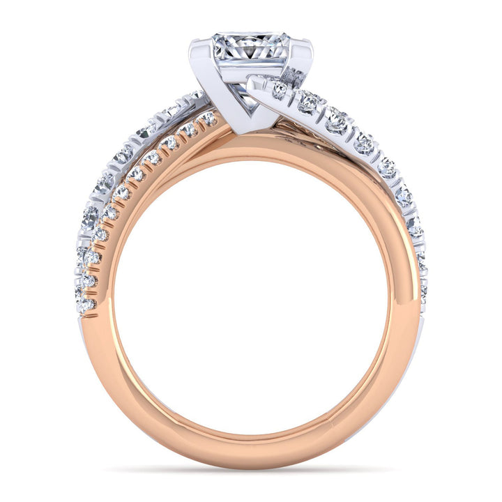 Gabriel & Co. ER12337S6T44JJ 14K White Rose Gold Princess Cut Free Form Diamond Engagement Ring