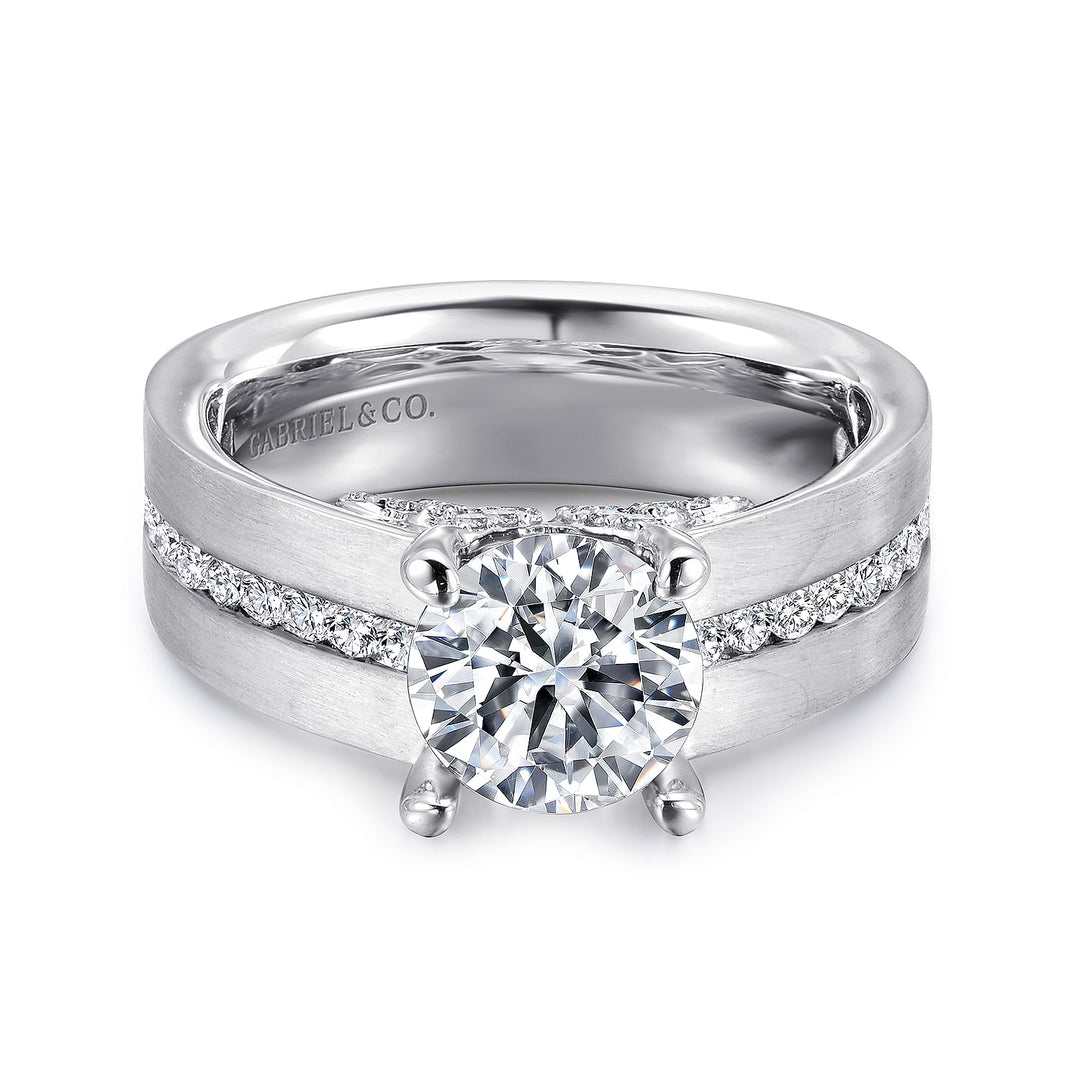 Gabriel & Co. ER12345R6W44JJ 14K White Gold Round Diamond Engagement Ring