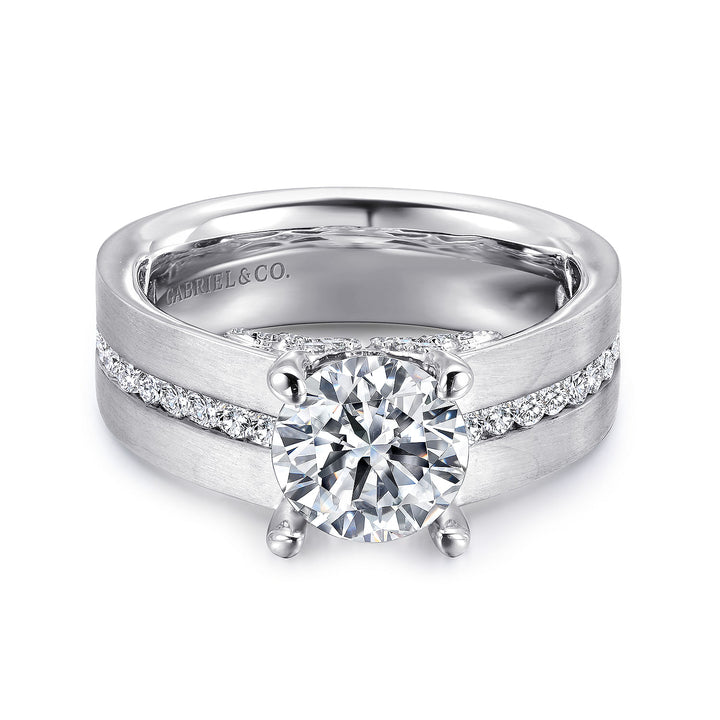 Gabriel & Co. ER12345R6W44JJ 14K White Gold Round Diamond Engagement Ring