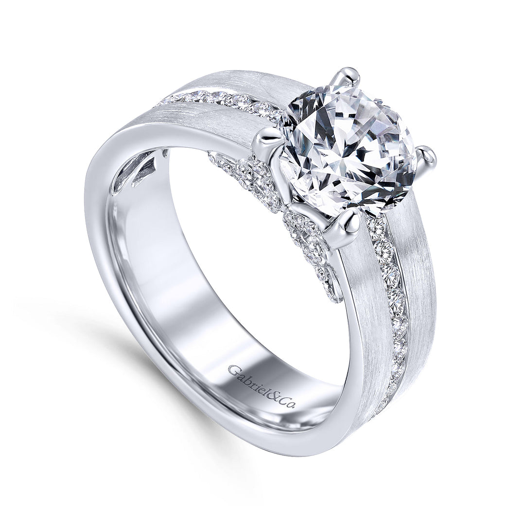 Gabriel & Co. ER12345R6W44JJ 14K White Gold Round Diamond Engagement Ring
