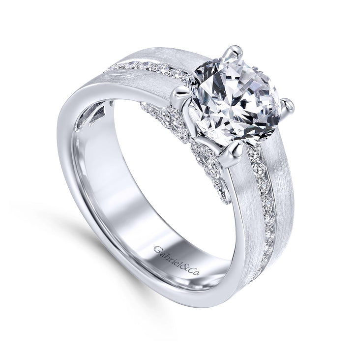 Gabriel & Co. ER12345R6W44JJ 14K White Gold Round Diamond Engagement Ring