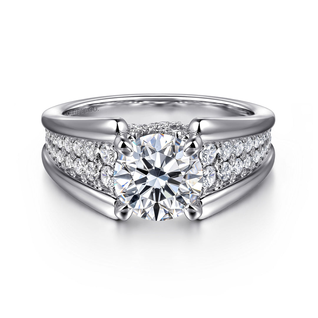 Gabriel & Co. ER12351R6W44JJ 14K White Gold Round Diamond Engagement Ring