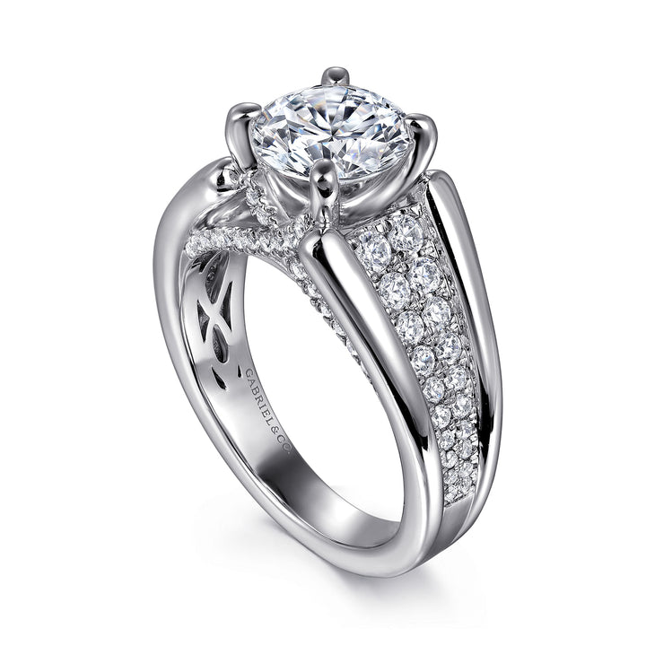 Gabriel & Co. ER12351R6W44JJ 14K White Gold Round Diamond Engagement Ring