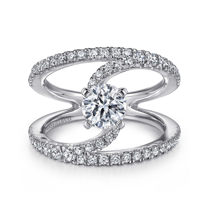 Gabriel & Co. ER12416R3W44JJ 14K White Gold Round Split Shank Diamond Engagement Ring