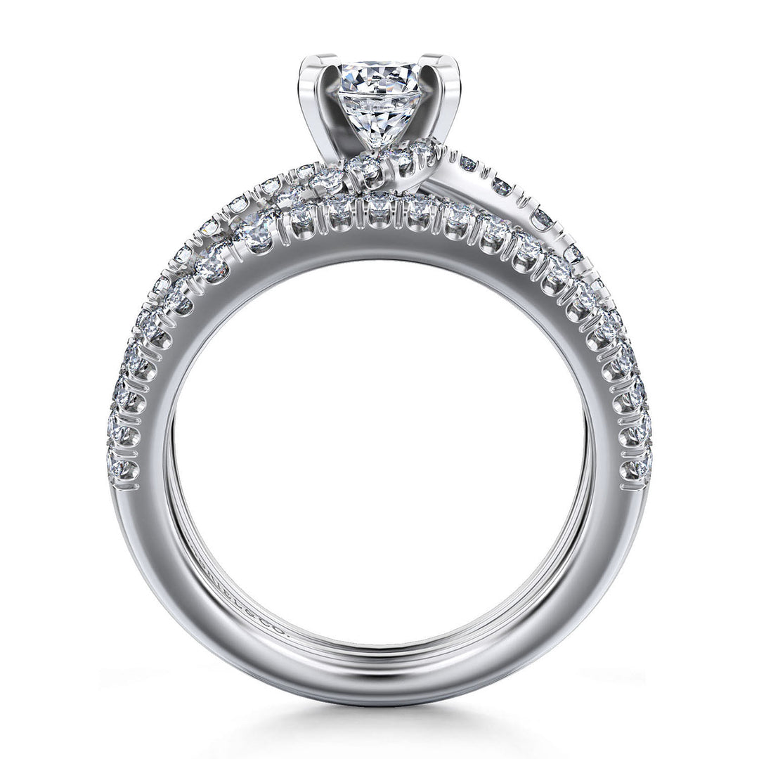 Gabriel & Co. ER12416R3W44JJ 14K White Gold Round Split Shank Diamond Engagement Ring