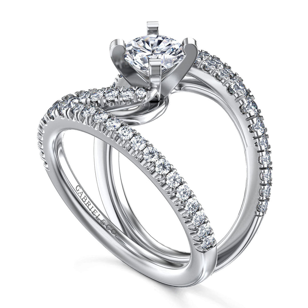 Gabriel & Co. ER12416R3W44JJ 14K White Gold Round Split Shank Diamond Engagement Ring