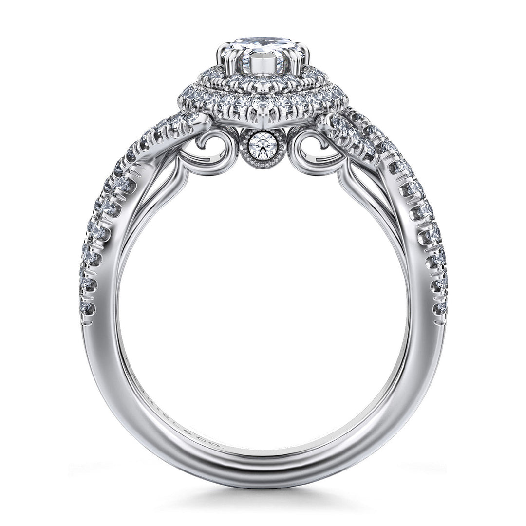 Gabriel & Co. ER12638P3W44JJ 14K White Gold Pear Shape Diamond Engagement Ring