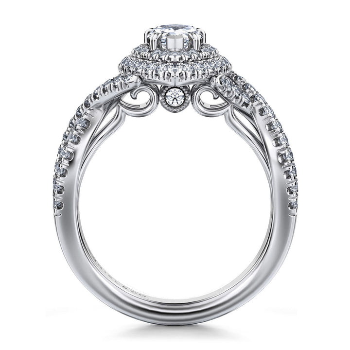 Gabriel & Co. ER12638P3W44JJ 14K White Gold Pear Shape Diamond Engagement Ring