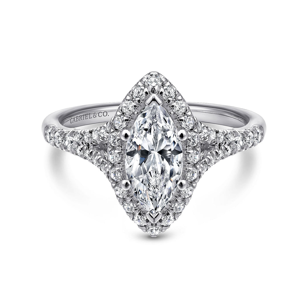 Gabriel & Co. ER12649M4W44JJ 14K White Gold Marquise Halo Diamond Engagement Ring