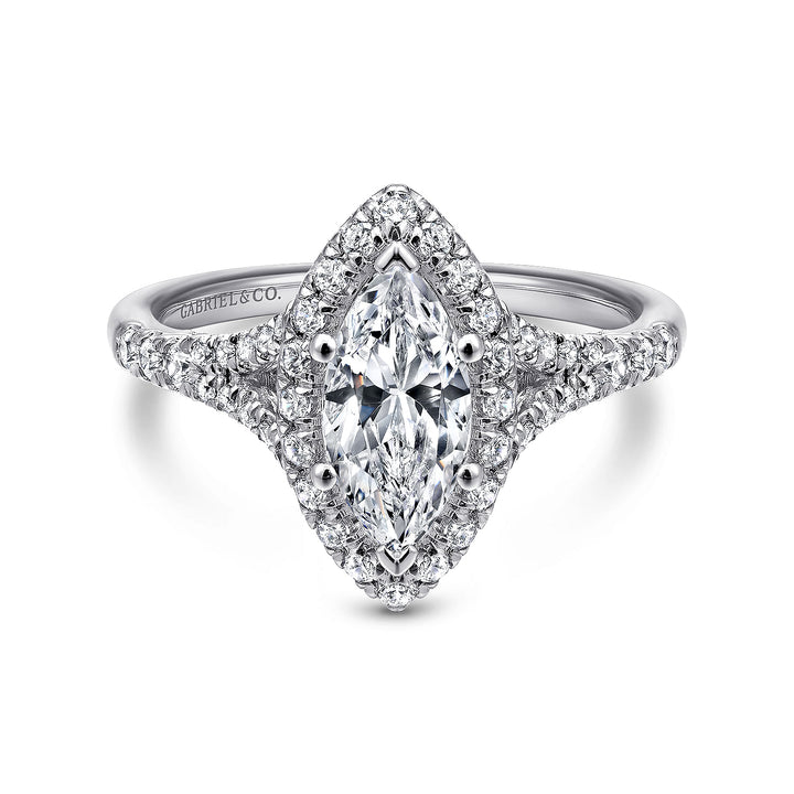 Gabriel & Co. ER12649M4W44JJ 14K White Gold Marquise Halo Diamond Engagement Ring