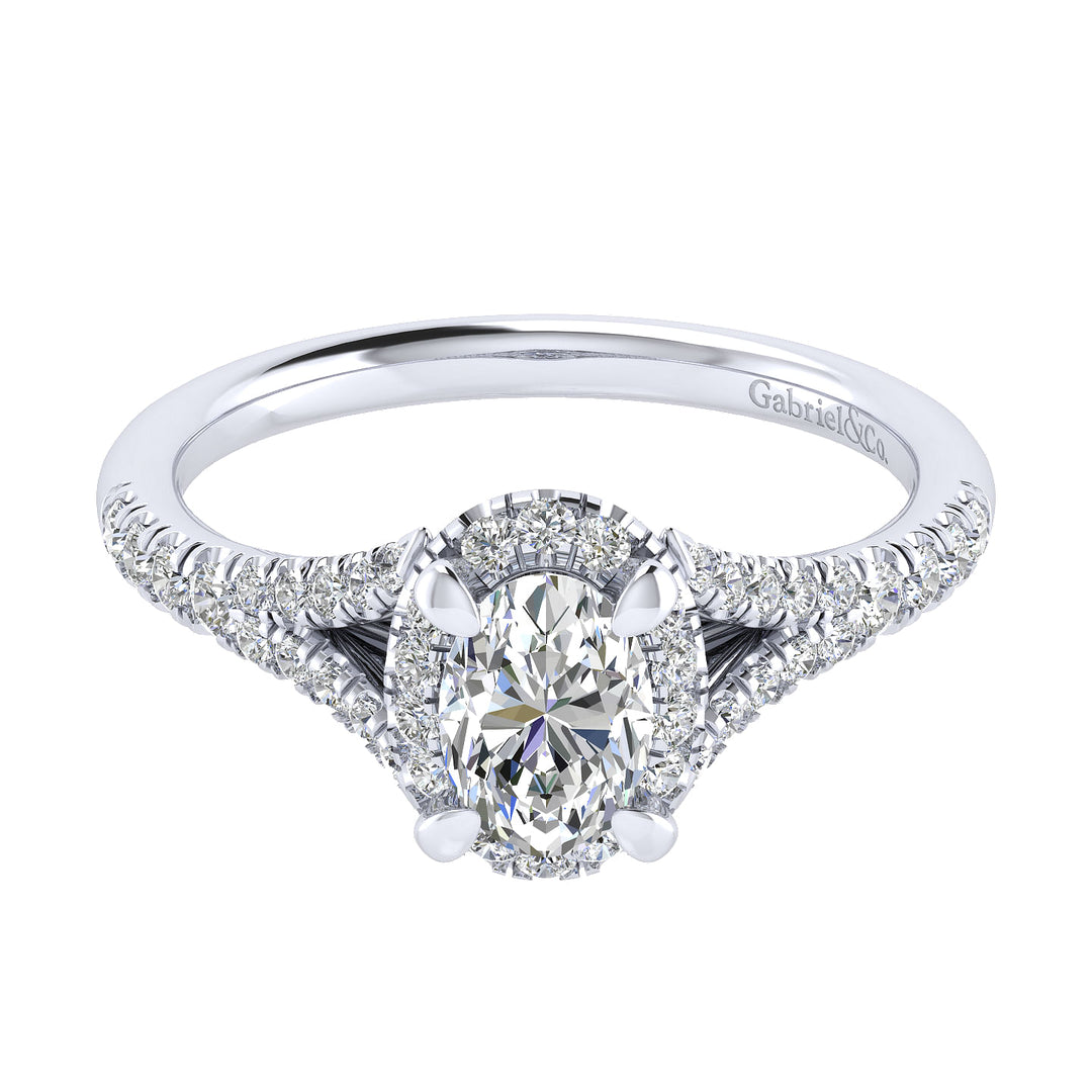 Gabriel & Co. ER12769O3W44JJ 14K White Gold Oval Halo Diamond Engagement Ring