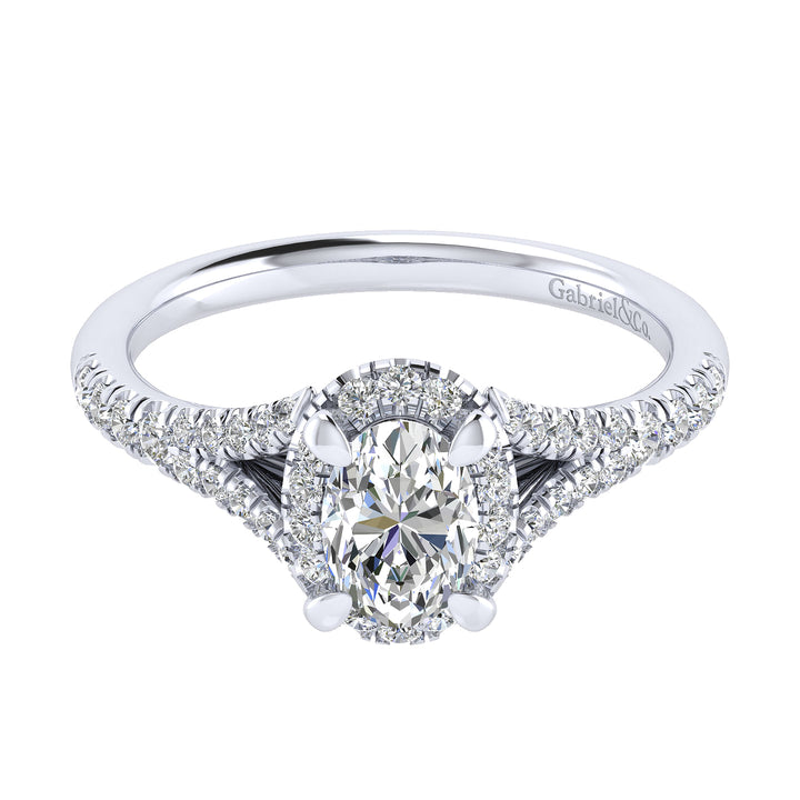 Gabriel & Co. ER12769O3W44JJ 14K White Gold Oval Halo Diamond Engagement Ring