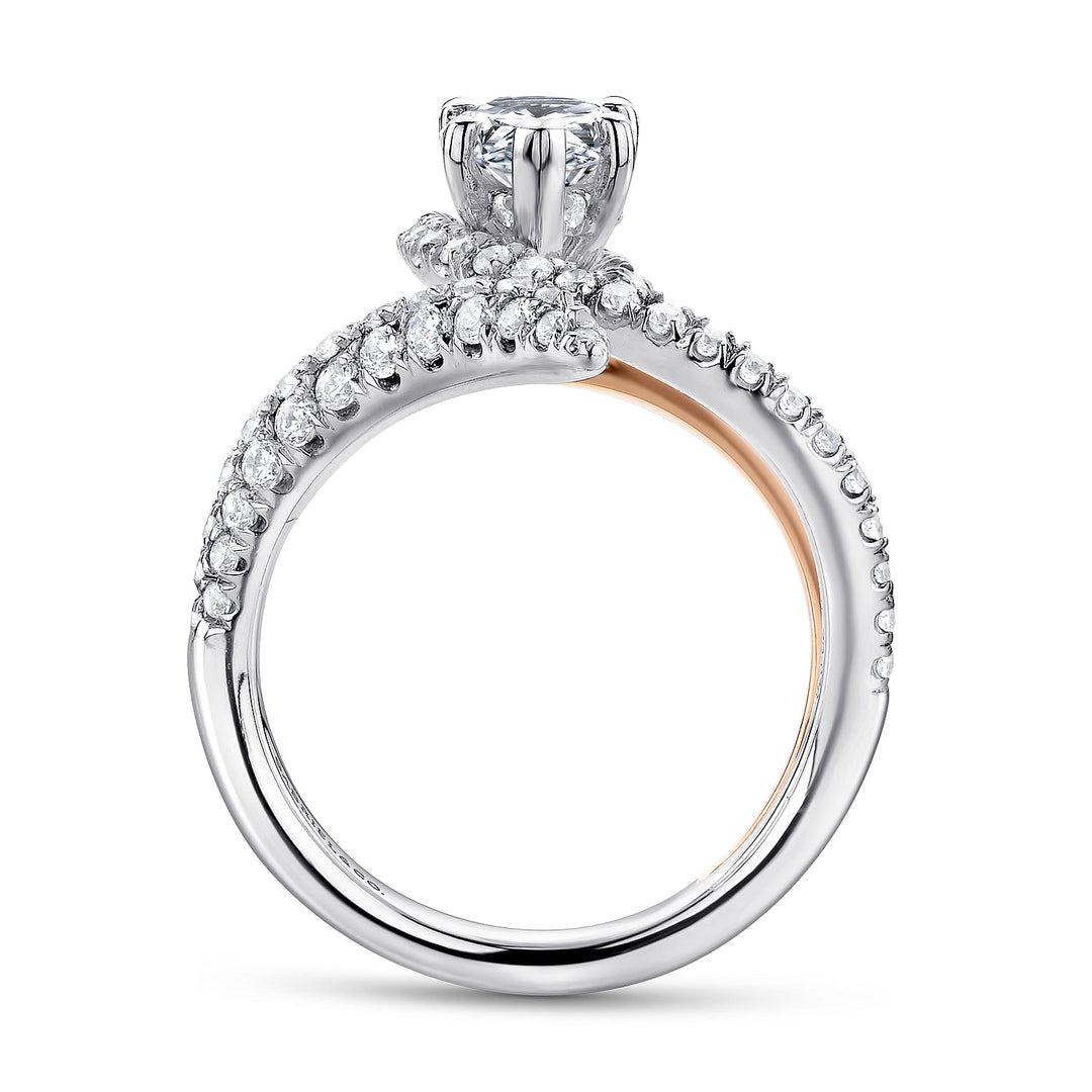 Gabriel & Co. ER13668P6T44JJ 14K White Rose Gold Pear Shape Halo Diamond Engagement Ring