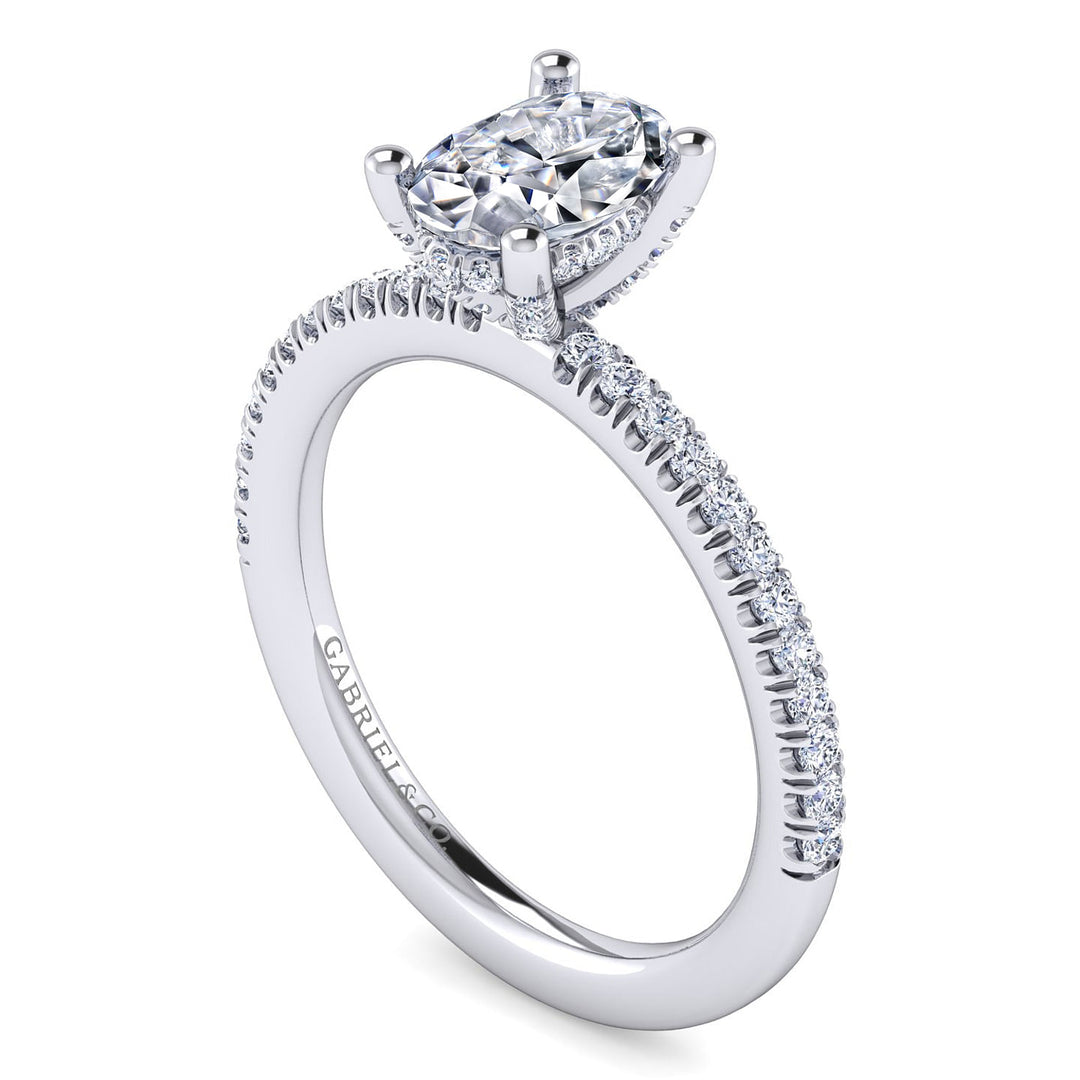Gabriel & Co. ER13903O4W44JJ 14K White Gold Oval Diamond Engagement Ring
