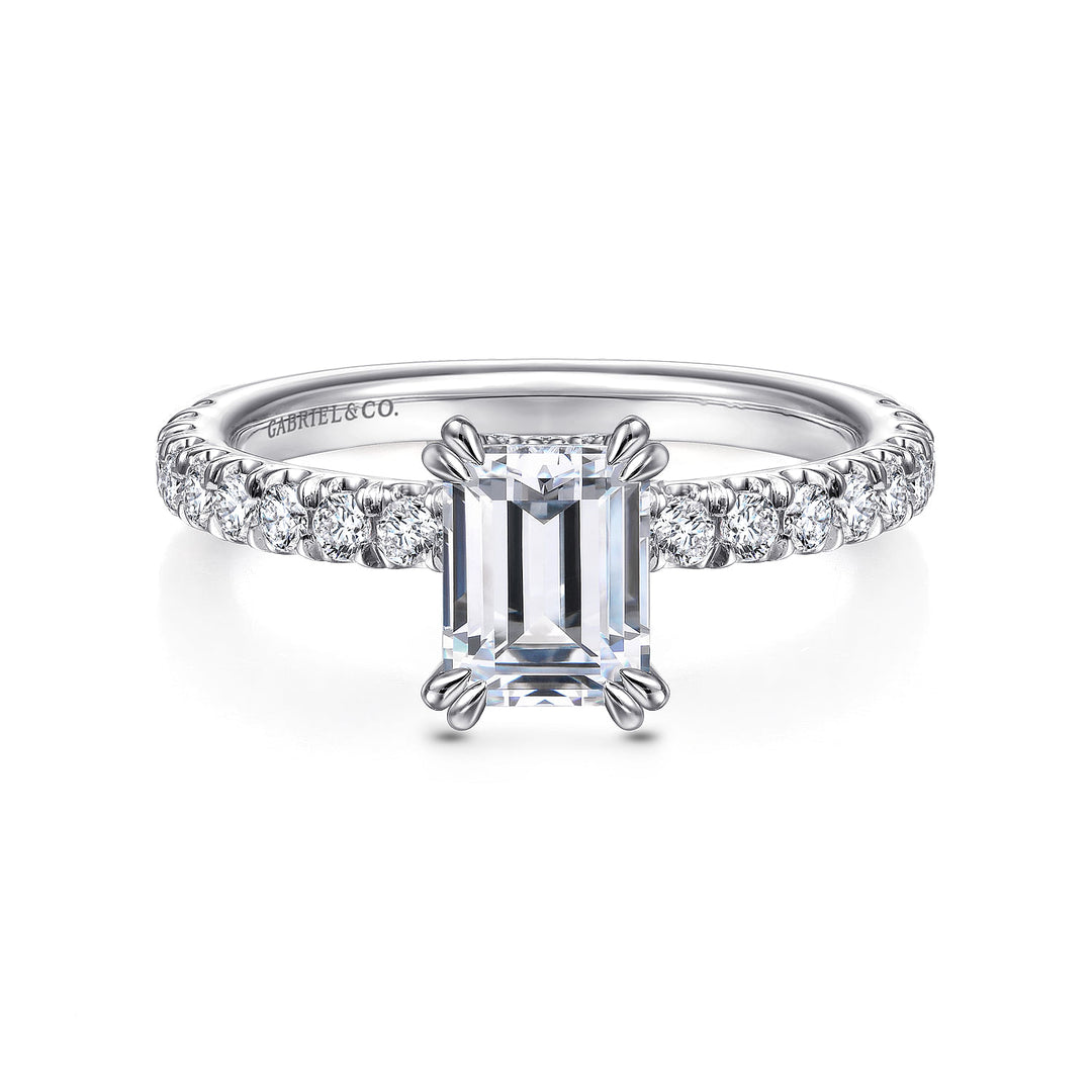 Gabriel & Co. ER13904E4W44JJ 14K White Gold Emerald Cut Diamond Engagement Ring