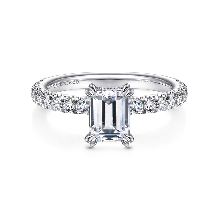 Gabriel & Co. ER13904E4W44JJ 14K White Gold Emerald Cut Diamond Engagement Ring