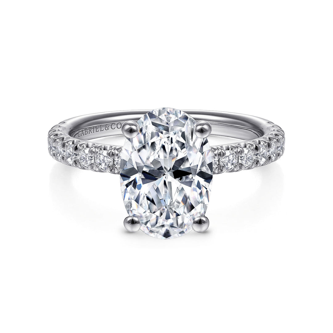 Gabriel & Co. ER13904O8W44JJ 14K White Gold Oval Diamond Engagement Ring