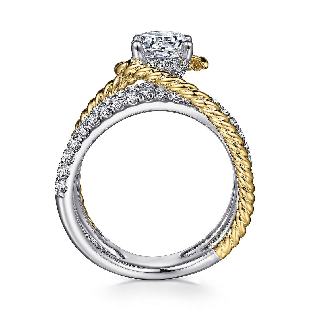 Gabriel & Co. ER14052R4M44JJ 14K White Yellow Gold Free Form Round Diamond Engagement Ring