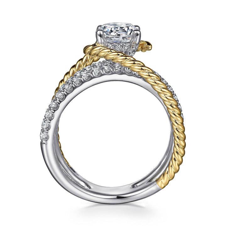 Gabriel & Co. ER14052R4M44JJ 14K White Yellow Gold Free Form Round Diamond Engagement Ring