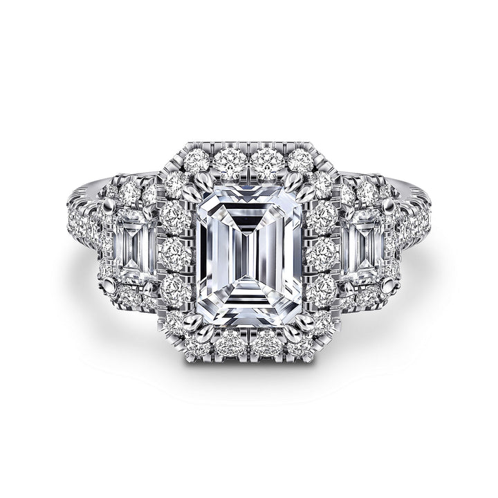 Gabriel & Co. ER14068E6W44JJ 14K White Gold Emerald Cut Diamond Engagement Ring