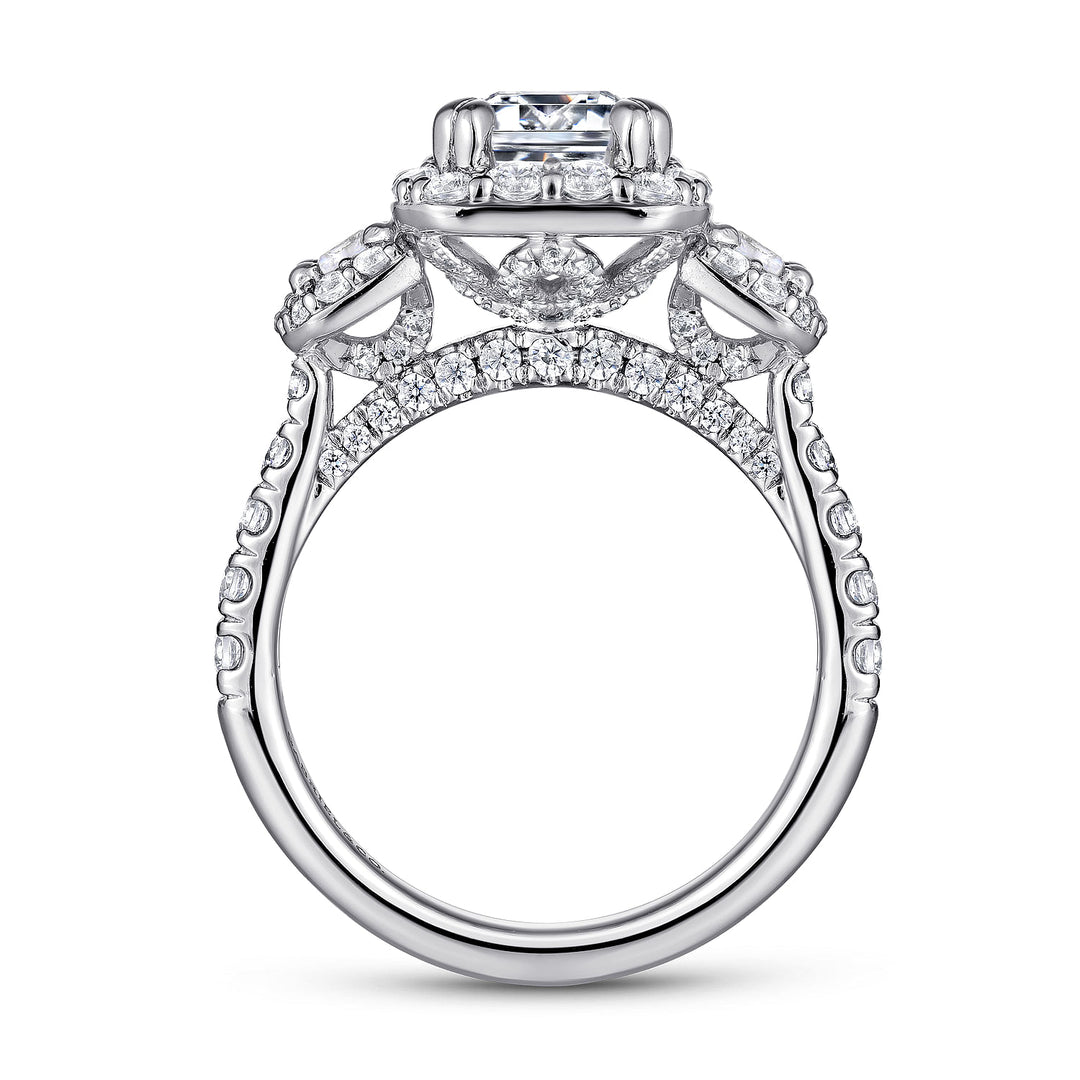 Gabriel & Co. ER14068E6W44JJ 14K White Gold Emerald Cut Diamond Engagement Ring