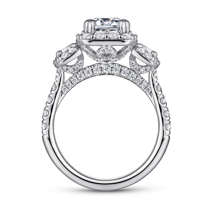 Gabriel & Co. ER14068E6W44JJ 14K White Gold Emerald Cut Diamond Engagement Ring