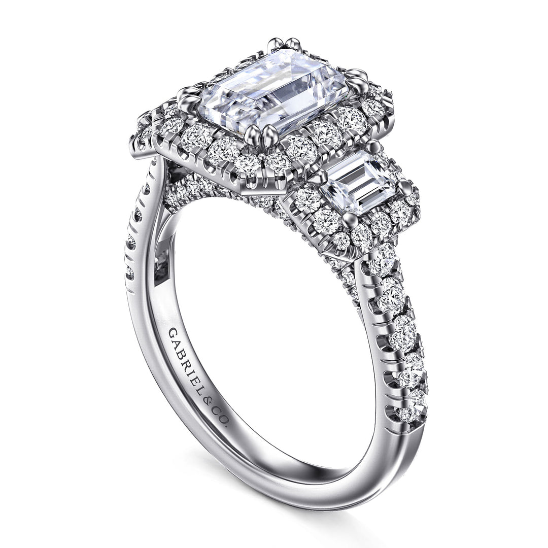Gabriel & Co. ER14068E6W44JJ 14K White Gold Emerald Cut Diamond Engagement Ring