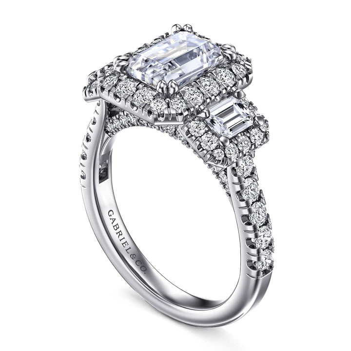 Gabriel & Co. ER14068E6W44JJ 14K White Gold Emerald Cut Diamond Engagement Ring