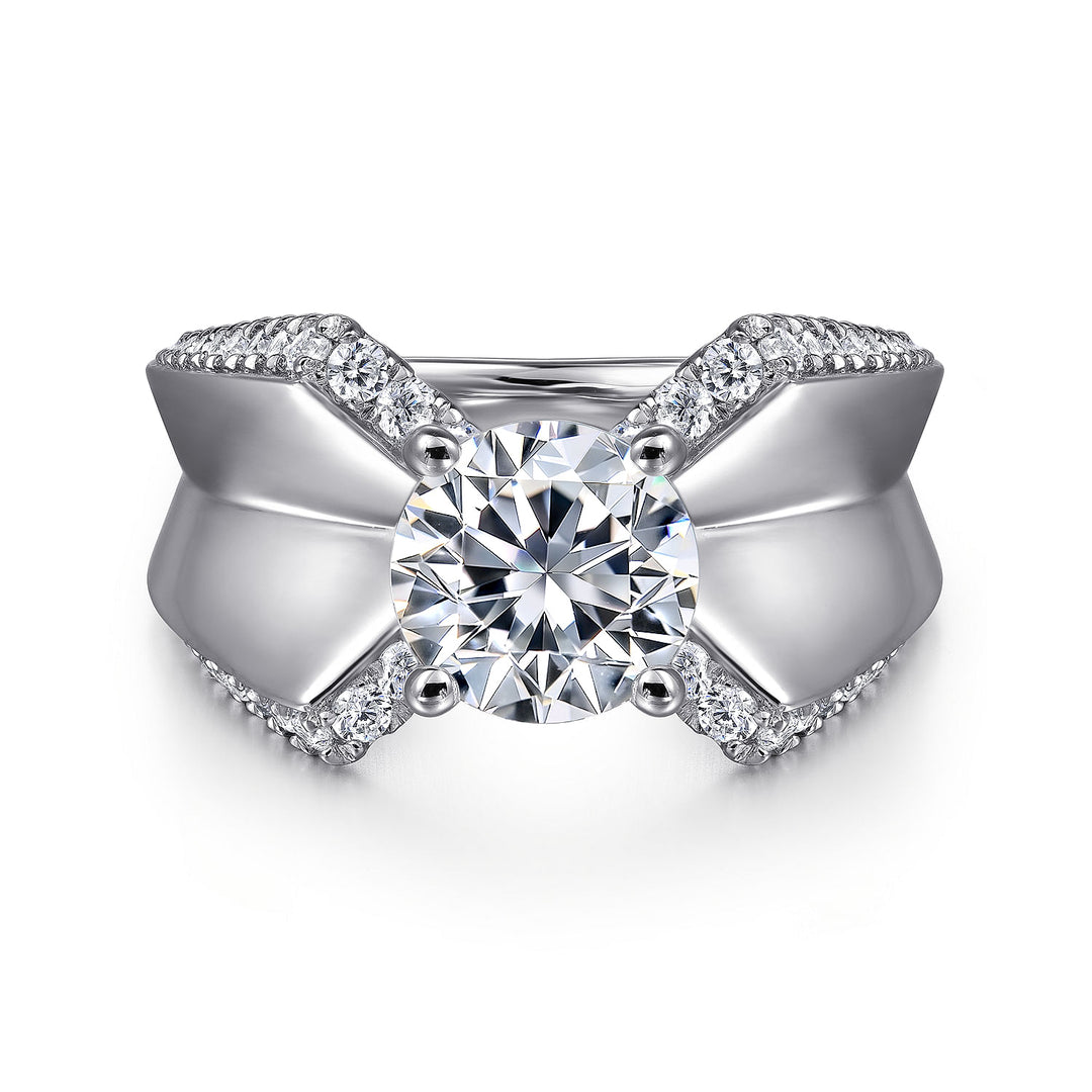 Gabriel & Co. ER14093R6W44JJ 14K White Gold Round Diamond Engagement Ring