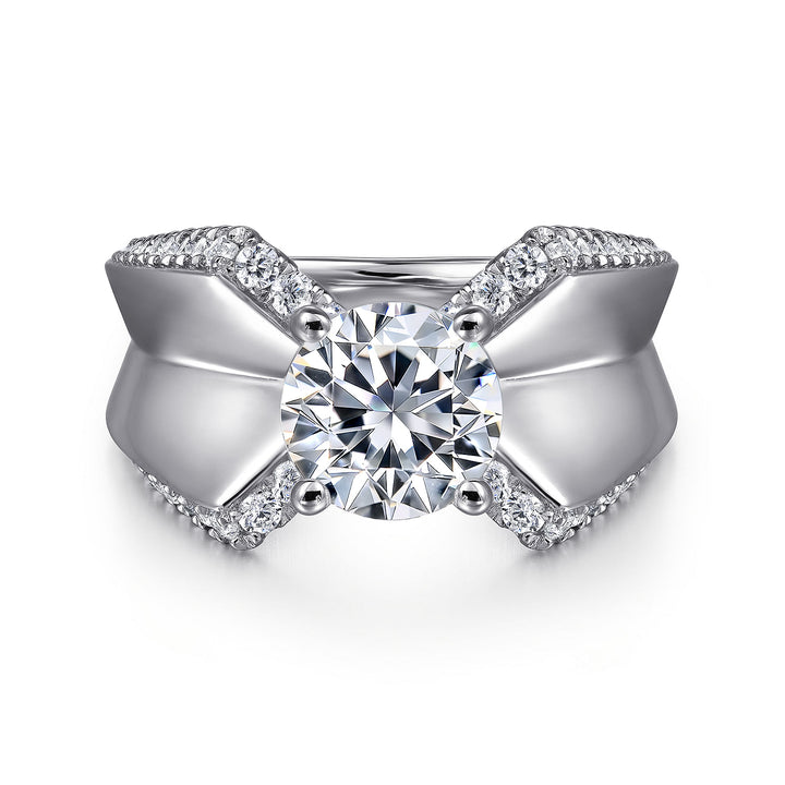 Gabriel & Co. ER14093R6W44JJ 14K White Gold Round Diamond Engagement Ring