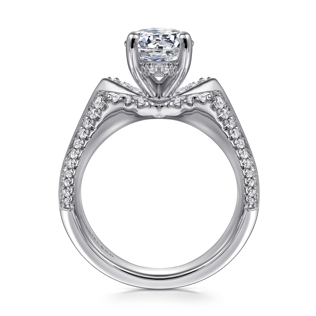 Gabriel & Co. ER14093R6W44JJ 14K White Gold Round Diamond Engagement Ring