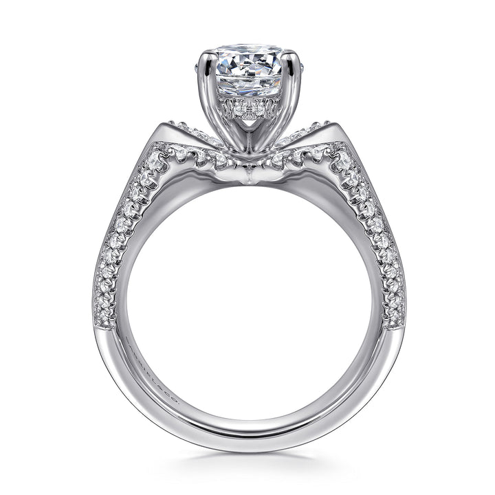 Gabriel & Co. ER14093R6W44JJ 14K White Gold Round Diamond Engagement Ring