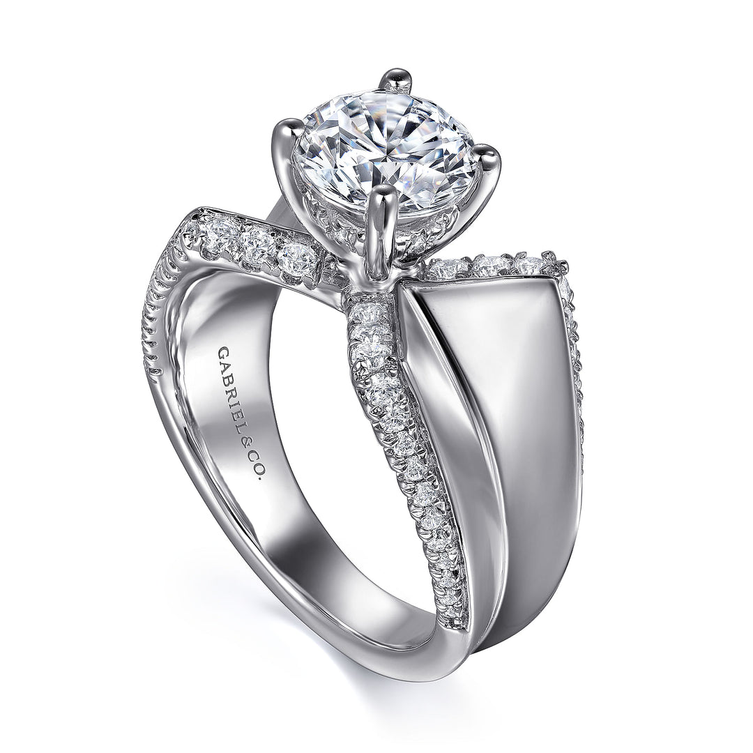 Gabriel & Co. ER14093R6W44JJ 14K White Gold Round Diamond Engagement Ring