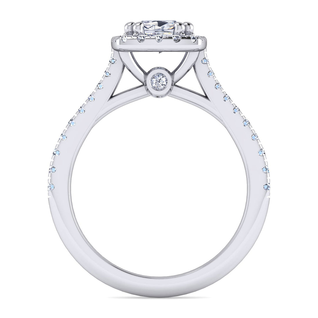 Gabriel & Co. ER14314W44JJ 14K White Gold Cushion Halo Diamond Engagement Ring