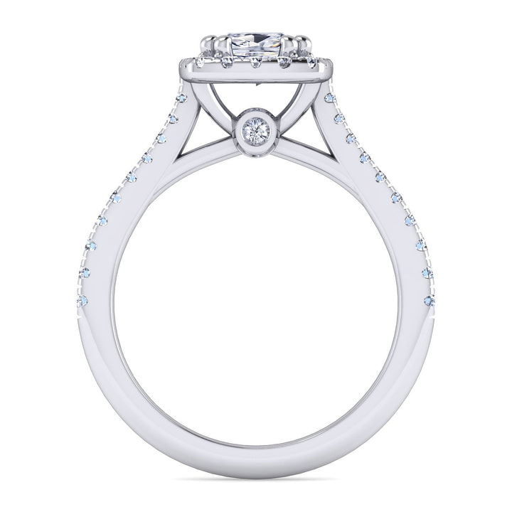 Gabriel & Co. ER14314W44JJ 14K White Gold Cushion Halo Diamond Engagement Ring