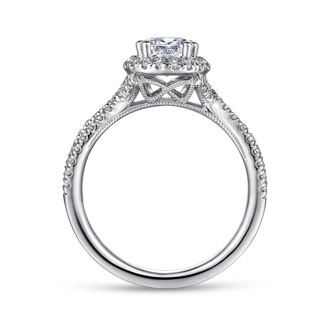 Gabriel & Co. ER14425P4W44JJ 14K White Gold Pear Shape Halo Diamond Engagement Ring