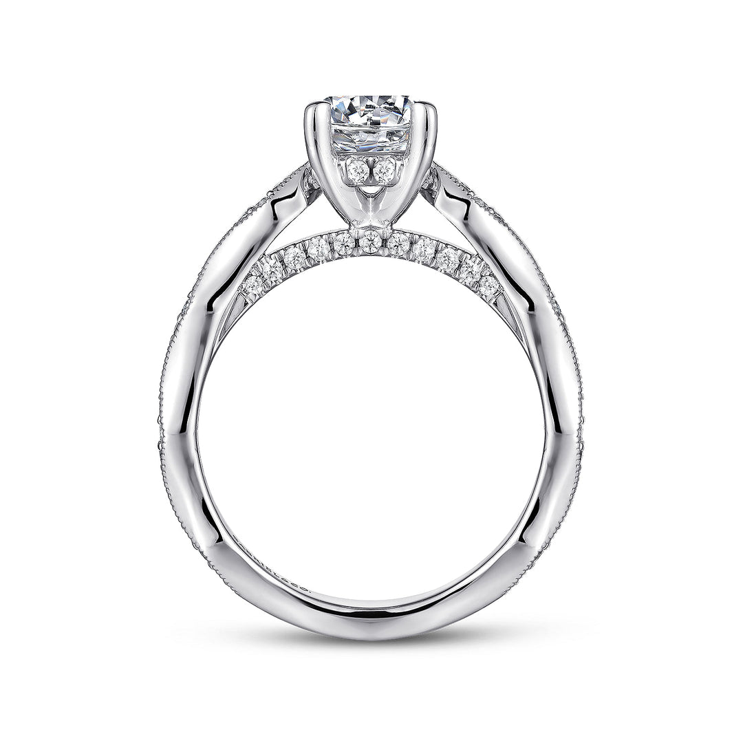 Gabriel & Co. ER14427R4W44JJ 14K White Gold Round Diamond Engagement Ring