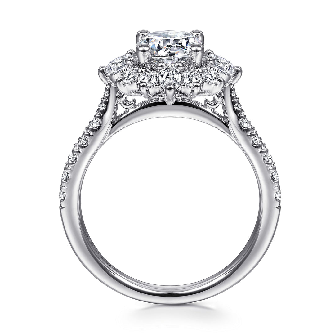Gabriel & Co. ER14450R4W44JJ Unique 14K White Gold Halo Diamond Engagement Ring
