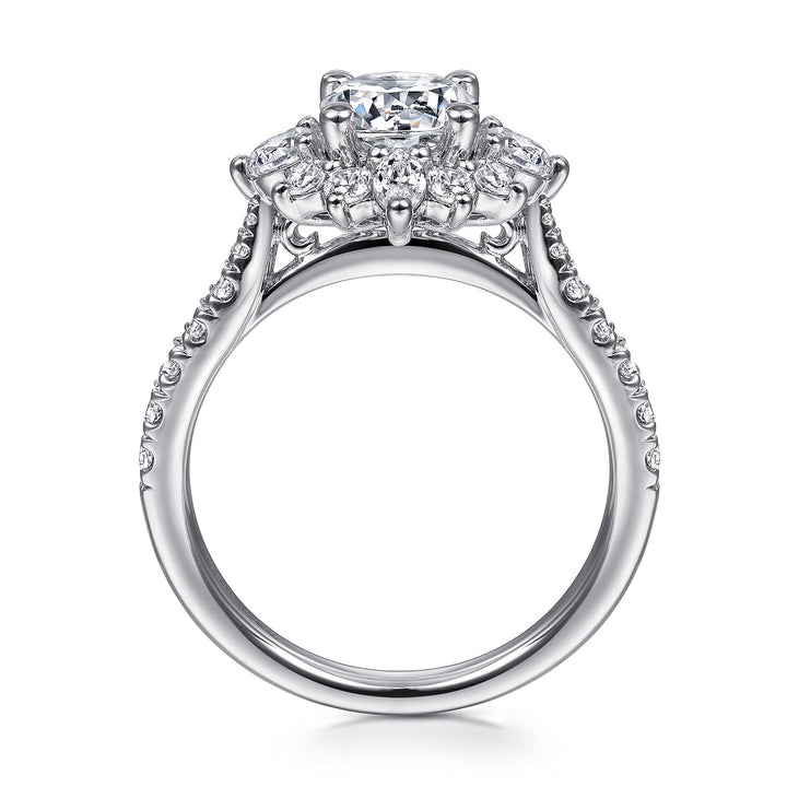 Gabriel & Co. ER14450R4W44JJ Unique 14K White Gold Halo Diamond Engagement Ring