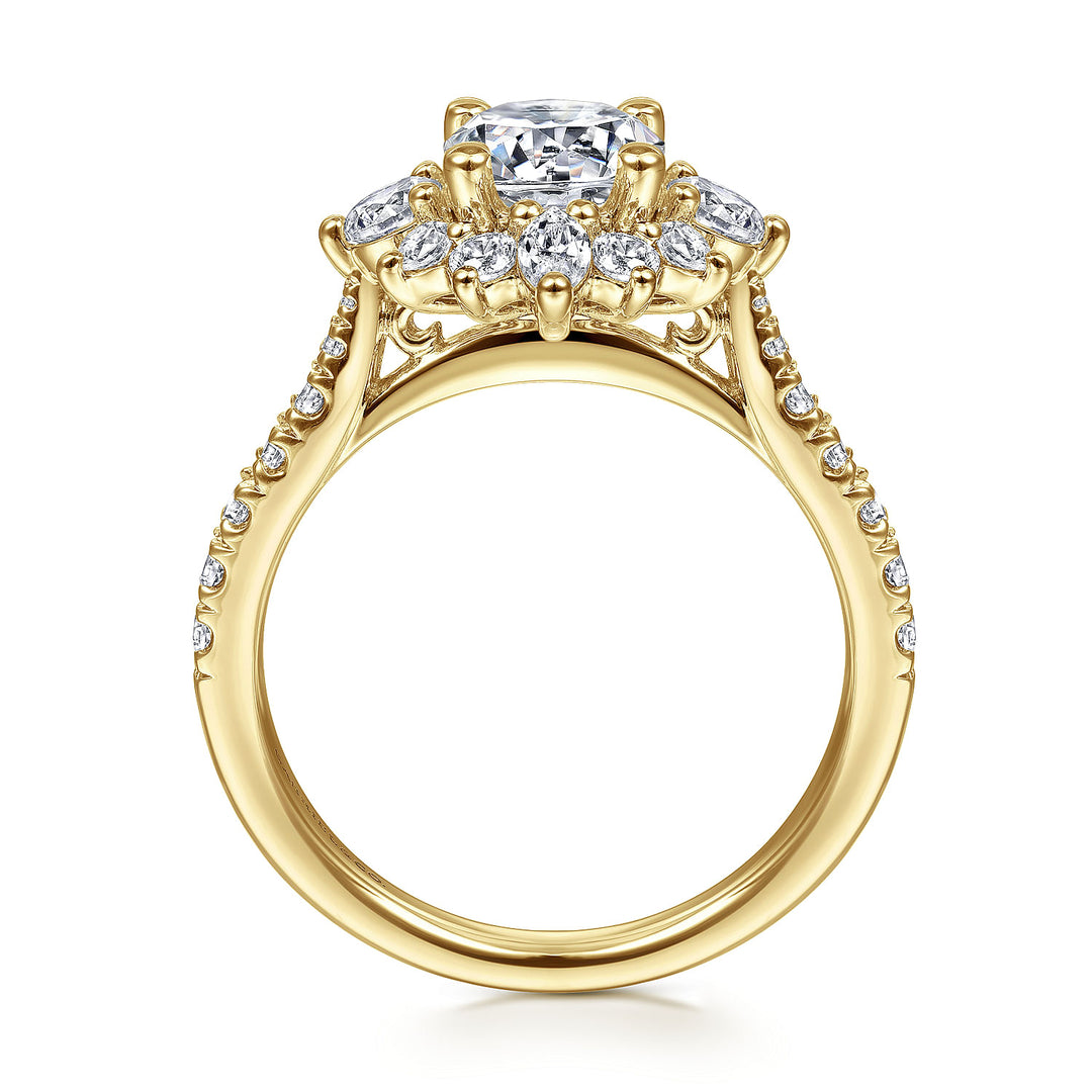 Gabriel & Co. ER14450R4Y44JJ Unique 14K Yellow Gold Halo Diamond Engagement Ring
