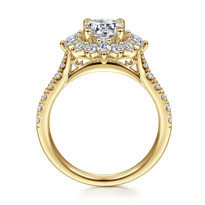 Gabriel & Co. ER14450R4Y44JJ Unique 14K Yellow Gold Halo Diamond Engagement Ring