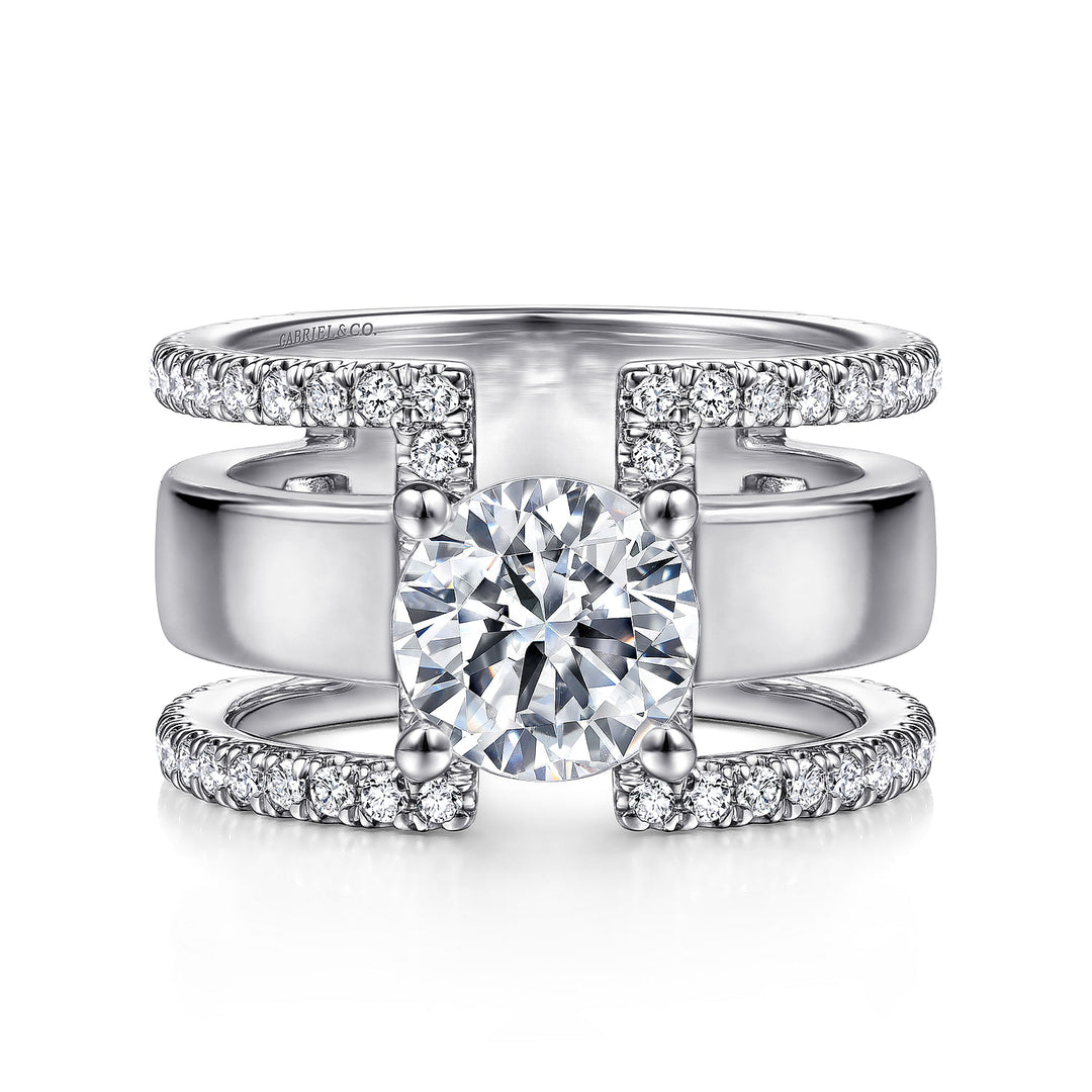 Gabriel & Co. ER14606R6W44JJ 14K White Gold Round Diamond Engagement Ring