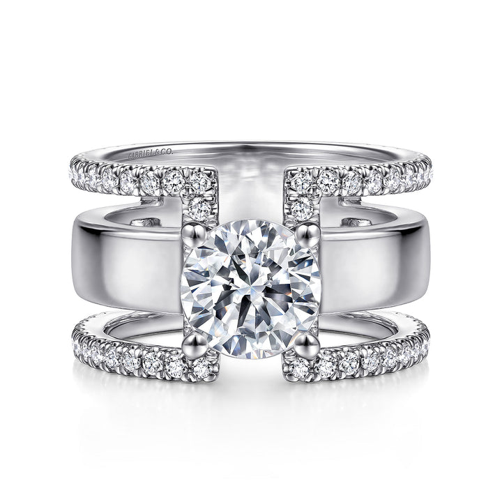 Gabriel & Co. ER14606R6W44JJ 14K White Gold Round Diamond Engagement Ring