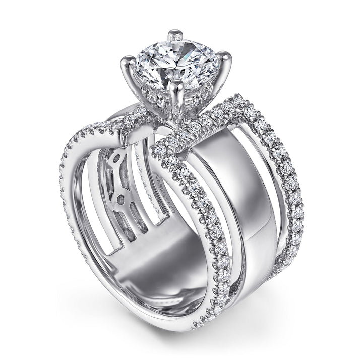 Gabriel & Co. ER14606R6W44JJ 14K White Gold Round Diamond Engagement Ring