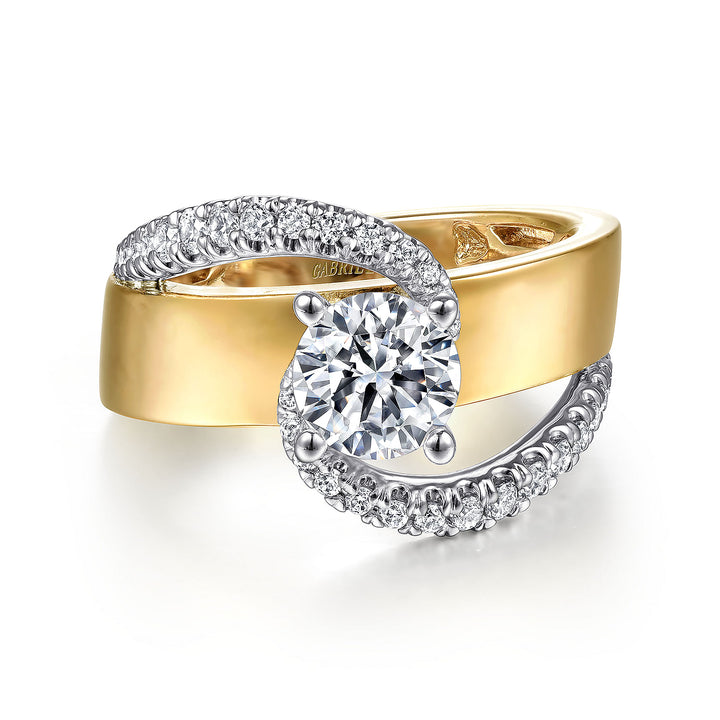 Gabriel & Co. ER14632R4M44JJ 14K White Yellow Gold Round Bypass Diamond Engagement Ring