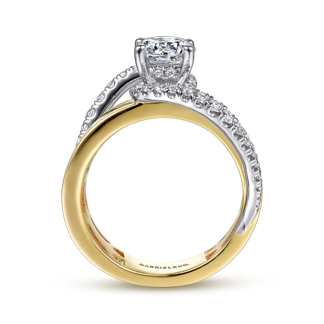Gabriel & Co. ER14632R4M44JJ 14K White Yellow Gold Round Bypass Diamond Engagement Ring
