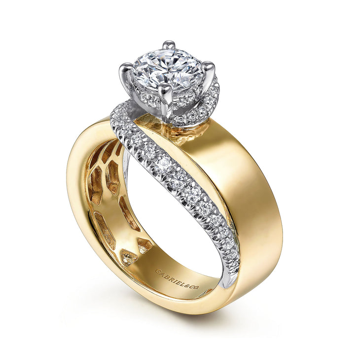 Gabriel & Co. ER14632R4M44JJ 14K White Yellow Gold Round Bypass Diamond Engagement Ring