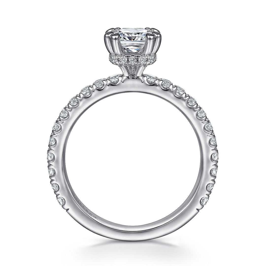 Gabriel & Co. ER14649C4W44JJ 14K White Gold Hidden Halo Cushion Cut Diamond Engagement Ring