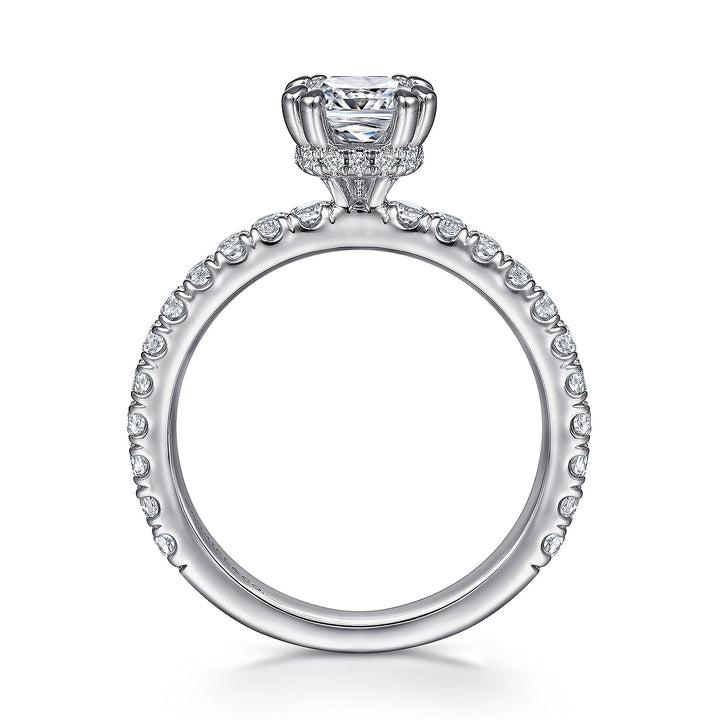 Gabriel & Co. ER14649C4W44JJ 14K White Gold Hidden Halo Cushion Cut Diamond Engagement Ring