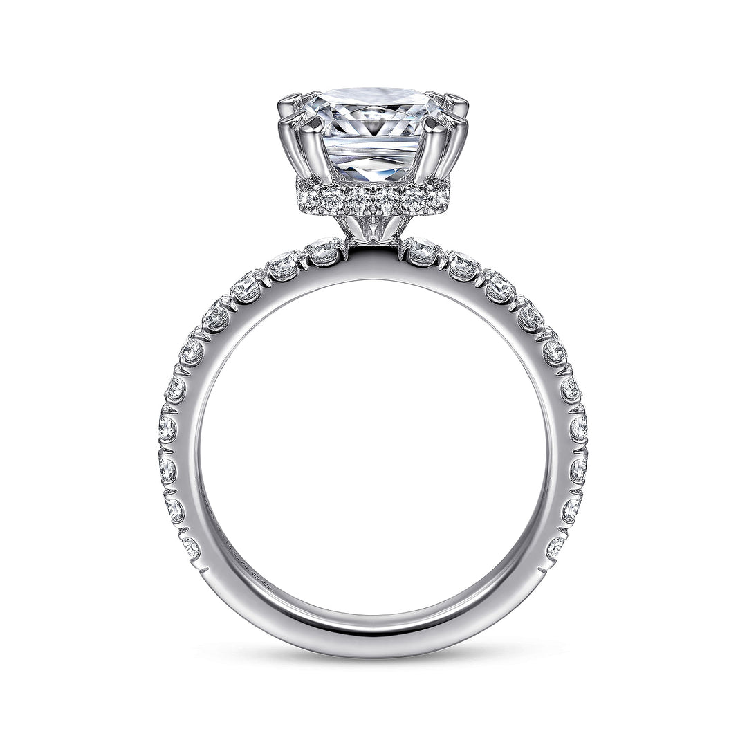 Gabriel & Co. ER14649C8W44JJ 14K White Gold Hidden Halo Cushion Cut Diamond Engagement Ring